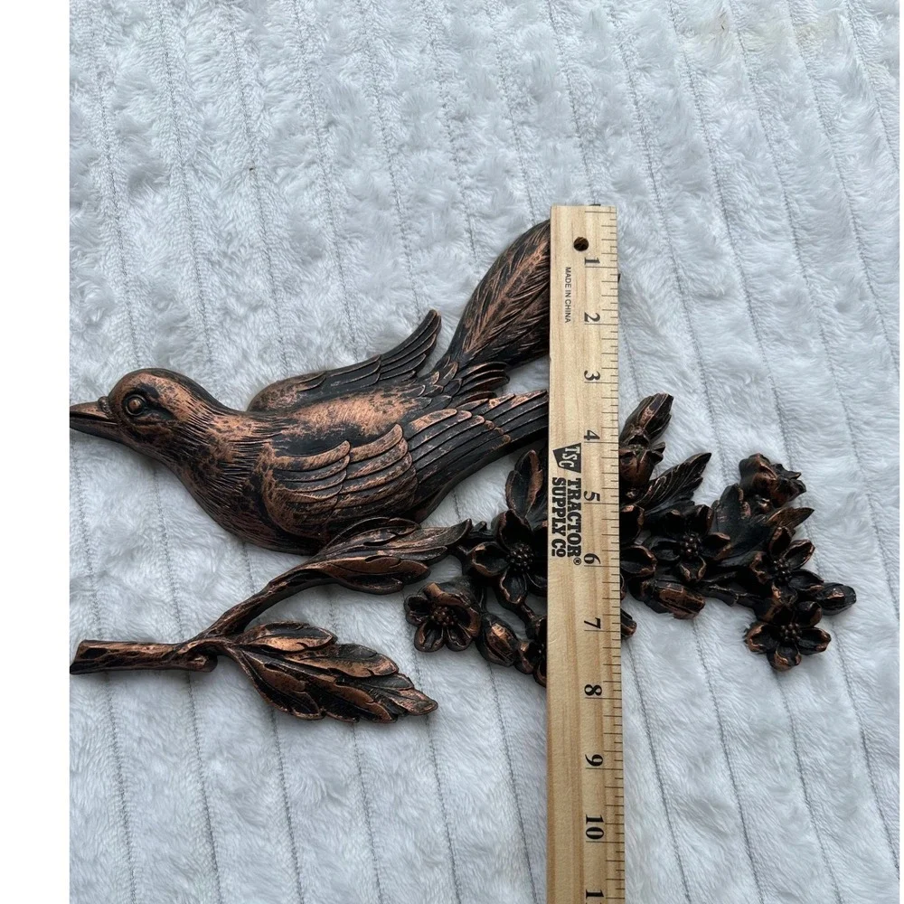 Vintage 1967 Dart Ind Copper Bird Wall Plaques Set of 2 MCM Floral Decor 7057